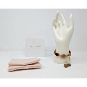 Lola Rose Cealy Beaded Aqua Brown Orange Agate Adjustable Bracelet